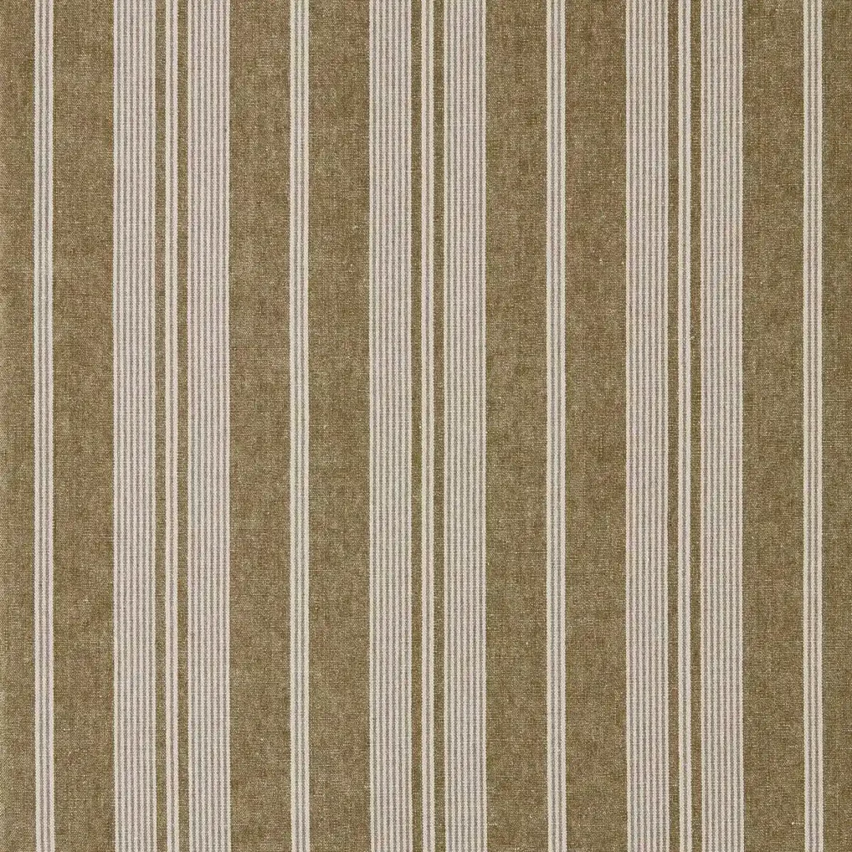 Amberley Stripe Fabrics - Meadow Moss by brown striped linen fabric from Sanderson