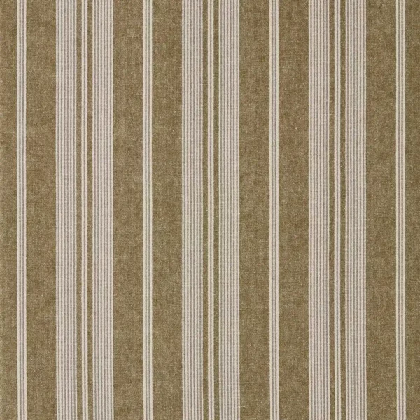 Amberley Stripe Fabrics - Meadow Moss by brown striped linen fabric from Sanderson