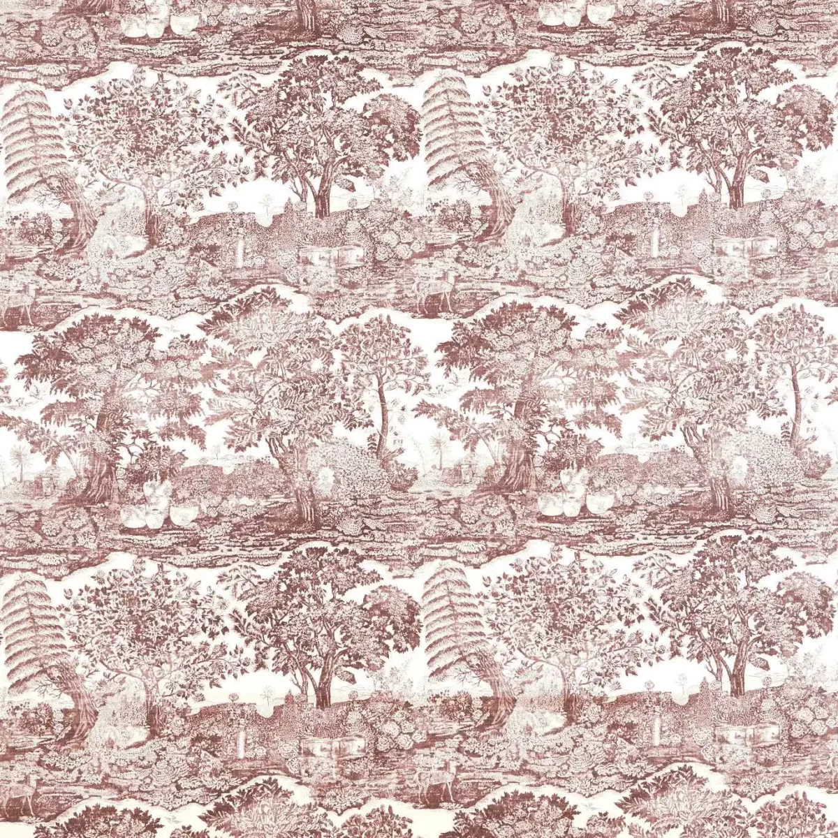 red botanical cotton fabric from Sanderson