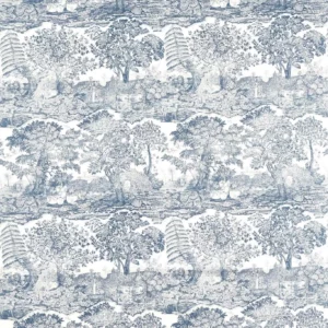 blue botanical cotton fabric from Sanderson