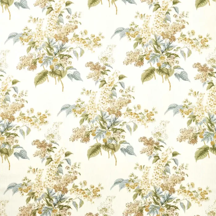 Delphinium & Lilac Fabric - Meadow Moss swatch
