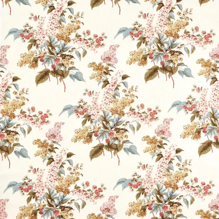 Delphinium & Lilac Fabric - Madder Rose / Sepia swatch