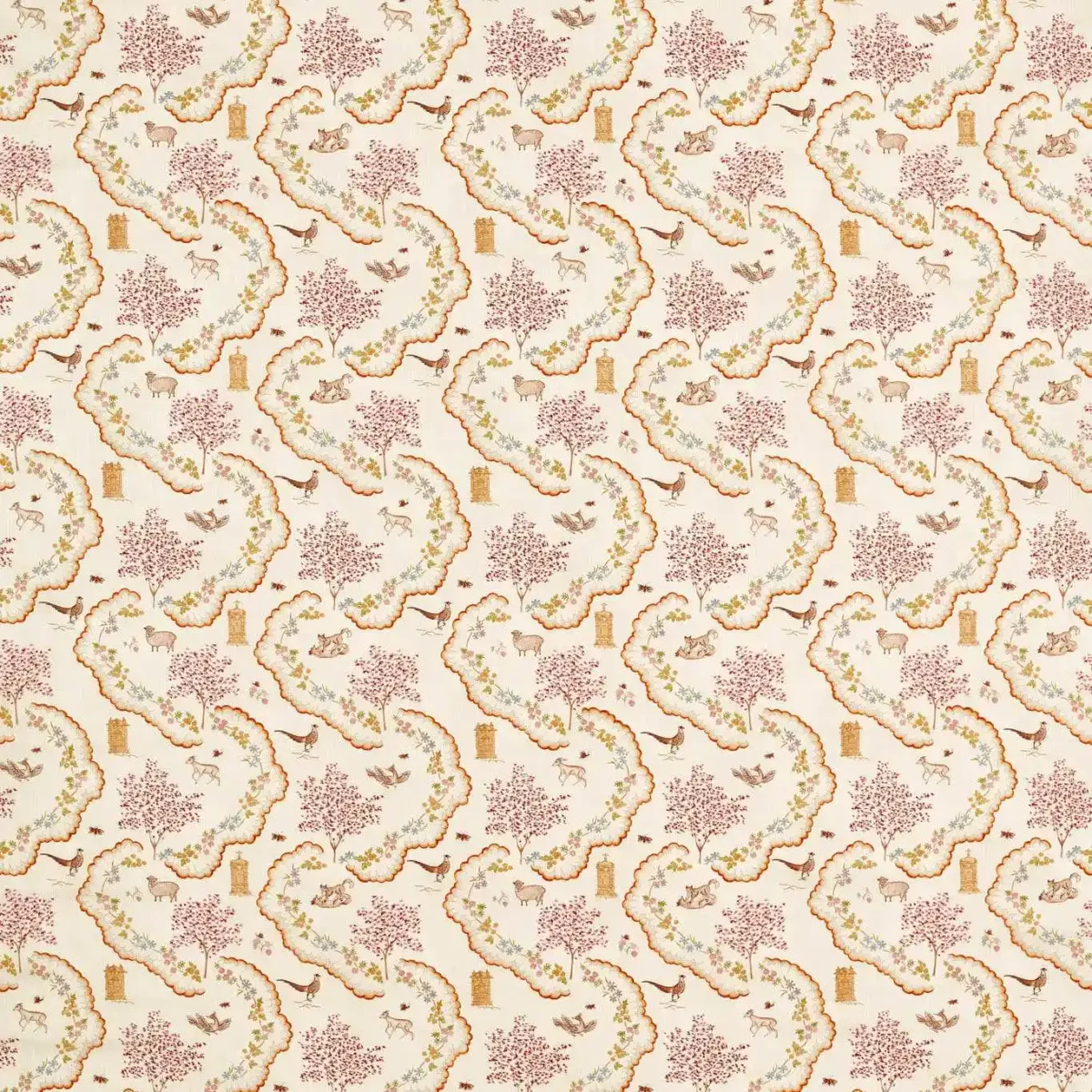 Wildflower Meadow Fabric - Maple by pink animal cotton fabric from Sanderson