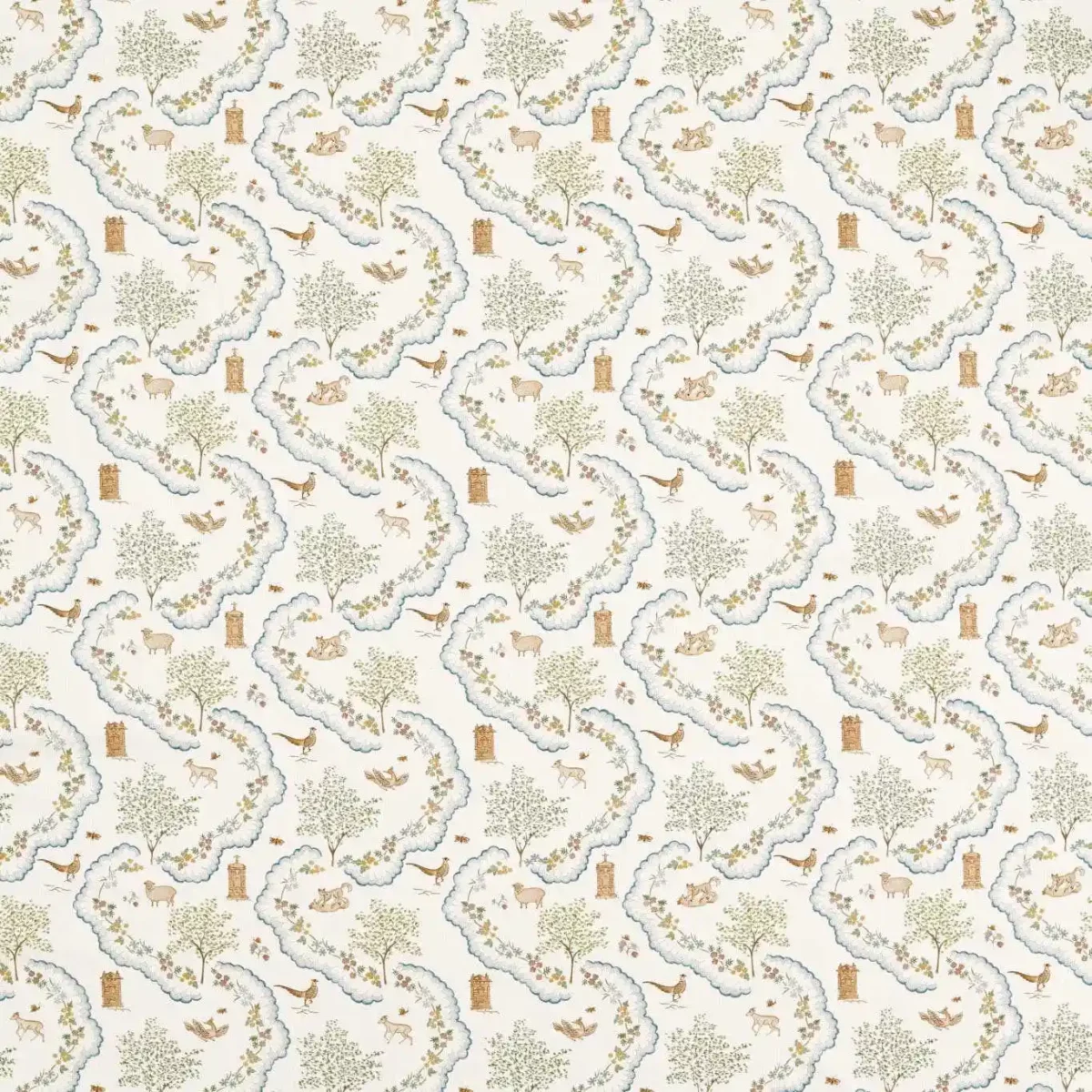 green animal cotton fabric from Sanderson
