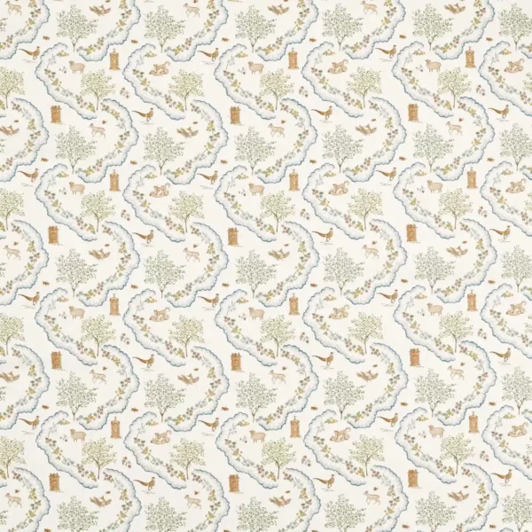 Wildflower Meadow Fabric - Going Green by green animal cotton fabric from Sanderson