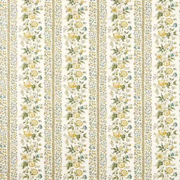 Rose Pergola Fabric - Parchment by yellow botanical linen fabric from Sanderson