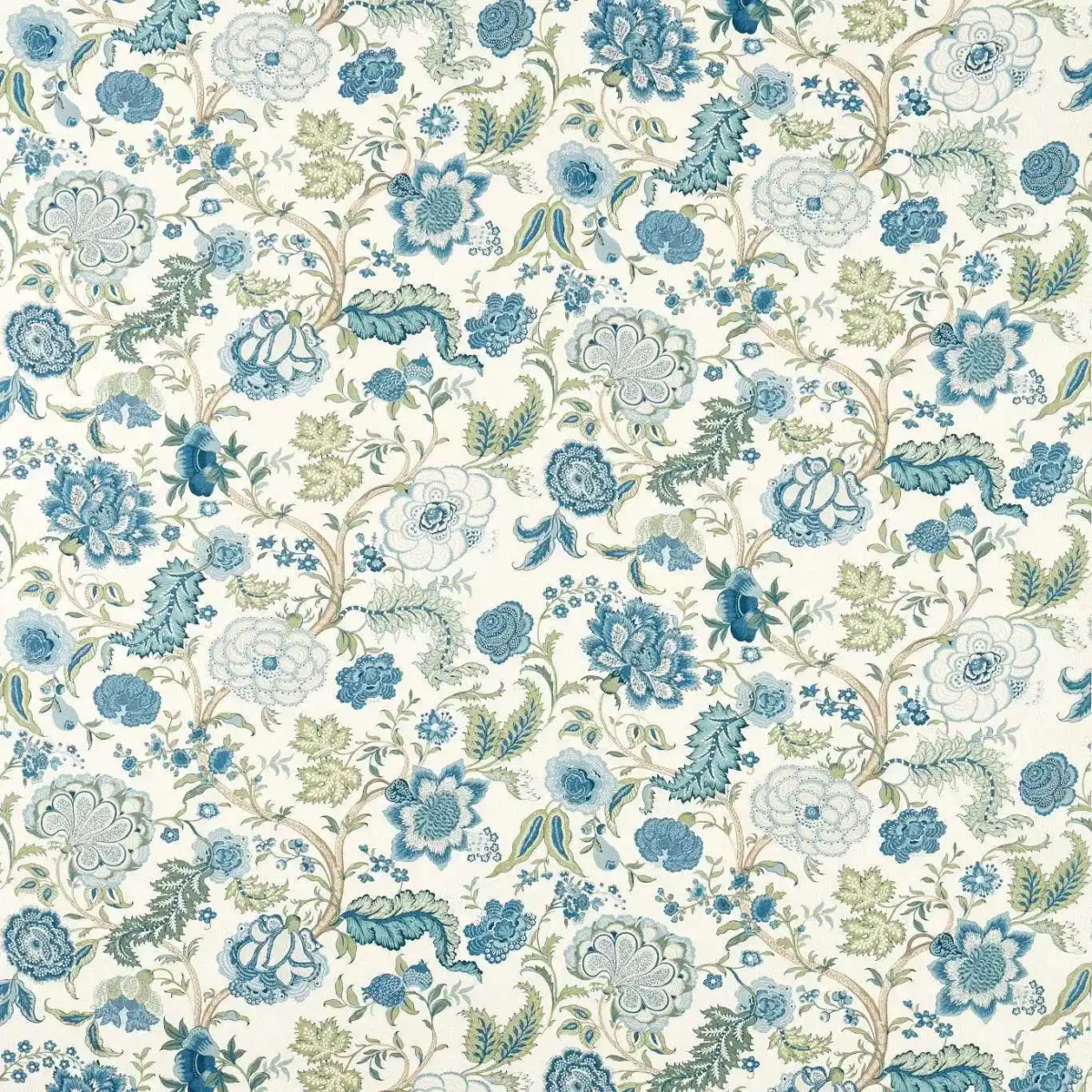 blue botanical cotton fabric from Sanderson