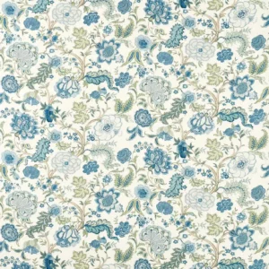 blue botanical cotton fabric from Sanderson