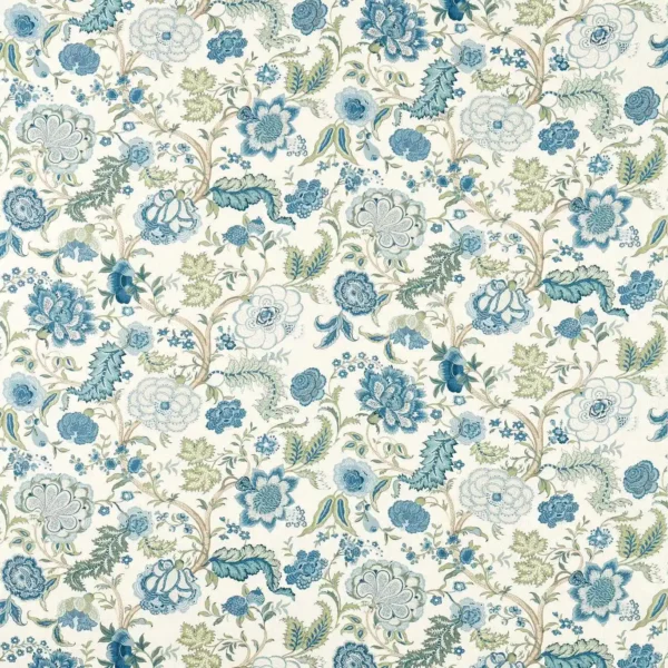 blue botanical cotton fabric from Sanderson