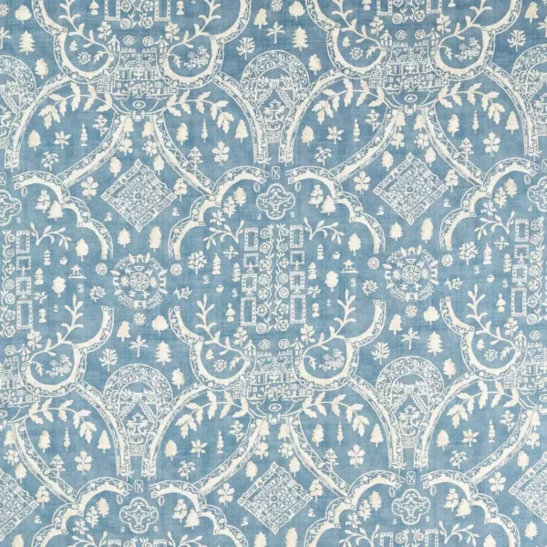 blue traditional printed fabric from Sanderson