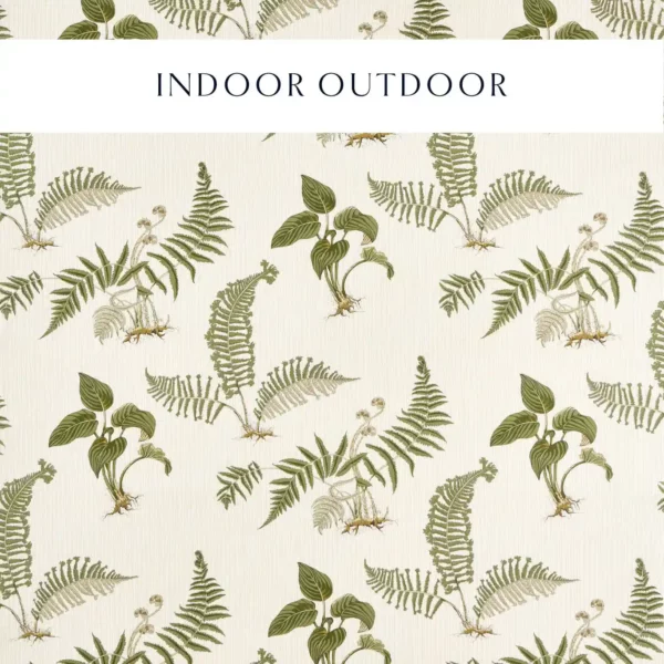Hosta & Fern Fabric - Olivine by green botanical printed fabric from Sanderson