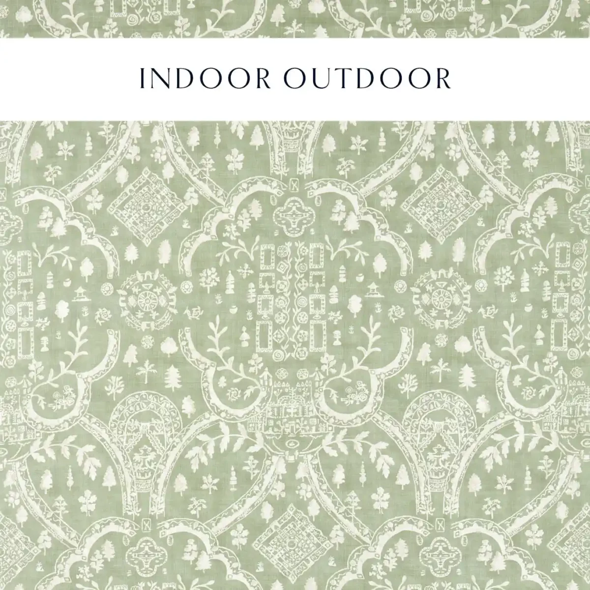 green traditional printed fabric from Sanderson