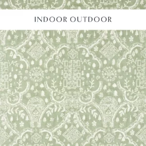 green traditional printed fabric from Sanderson