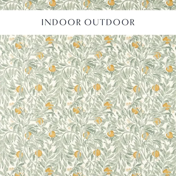 Ancient Apple Orchard Fabric - Golden Knot & Sage by green botanical printed fabric from Sanderson