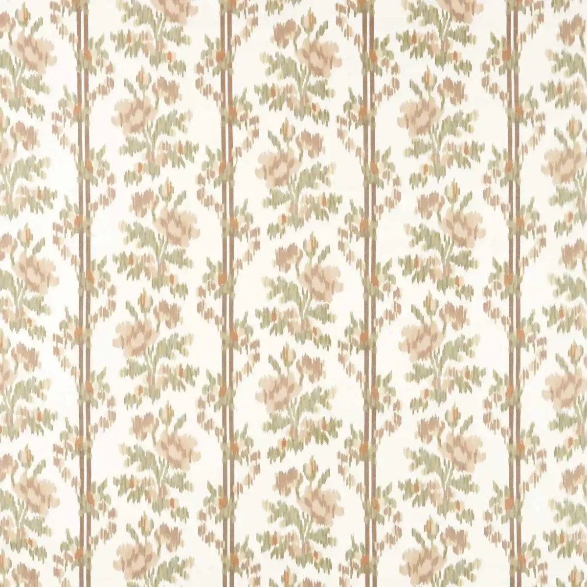Apothecary Rose Fabric - Parchment / Olivine by brown botanical printed fabric from Sanderson