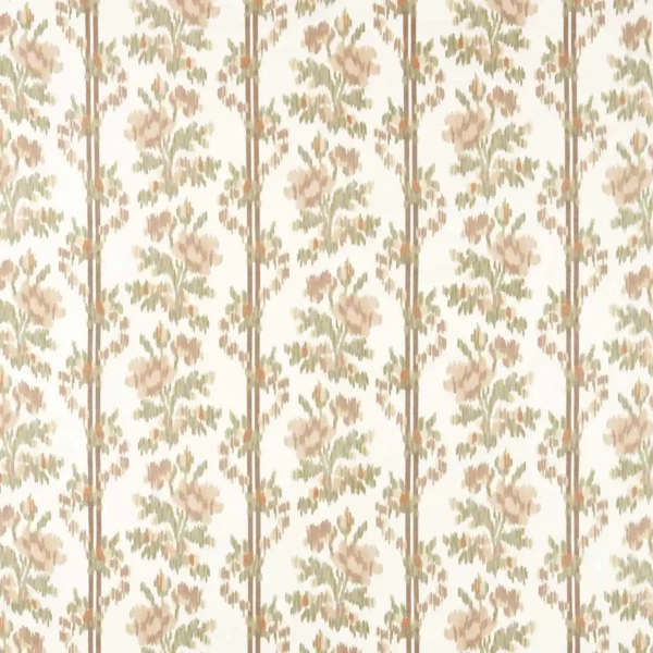 Apothecary Rose Fabric - Parchment / Olivine by brown botanical printed fabric from Sanderson