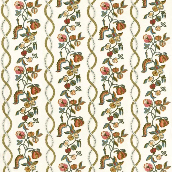 Kitchen Garden Fabric - English Quince by green botanical embroideried fabric from Sanderson