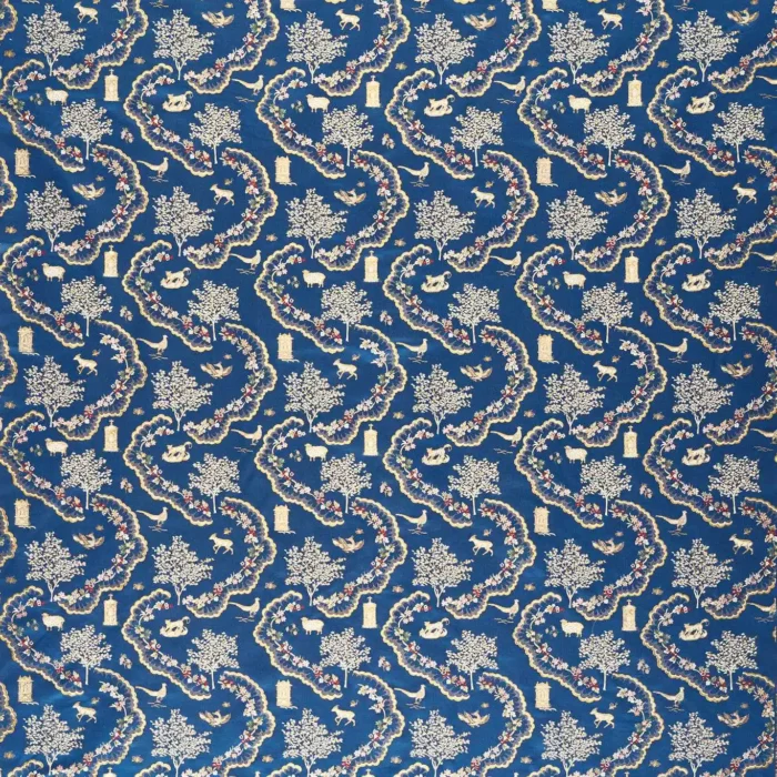 Wildflower Meadow Brocade Fabric - Sapphire swatch