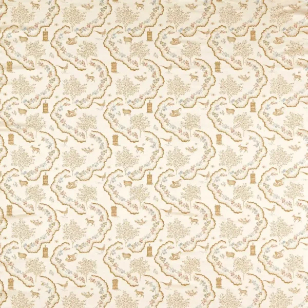Wildflower Meadow Brocade Fabric - Pearl by yellow animal woven fabric from Sanderson
