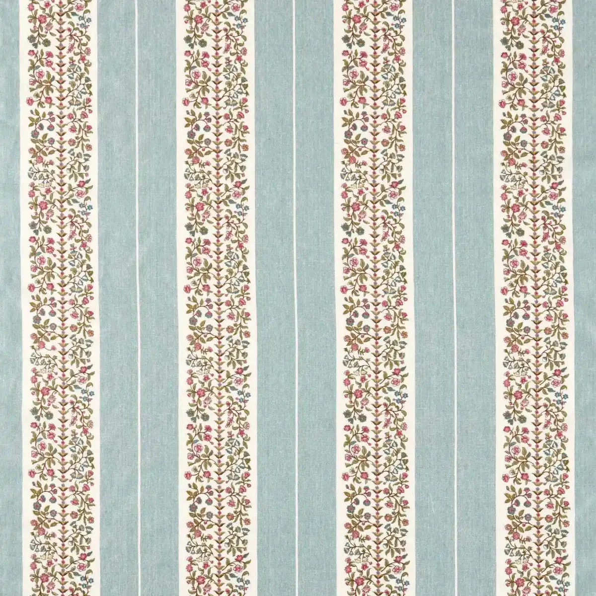 Pergola Embroidery Fabric - Mineral Blue by blue botanical embroideried fabric from Sanderson
