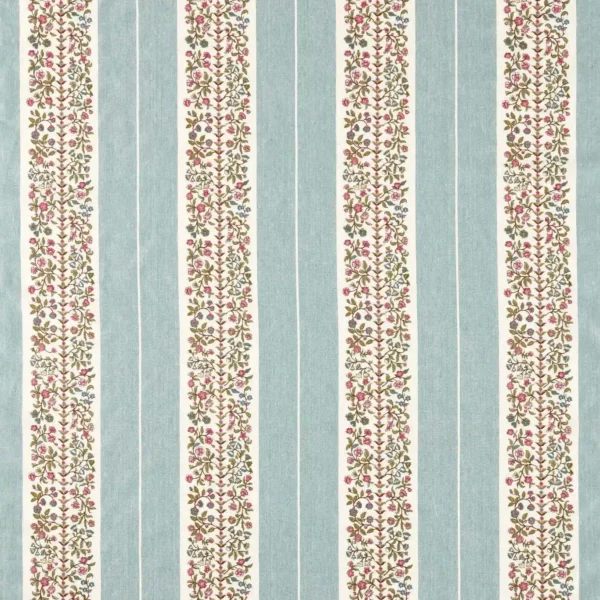 Pergola Embroidery Fabric - Mineral Blue by blue botanical embroideried fabric from Sanderson