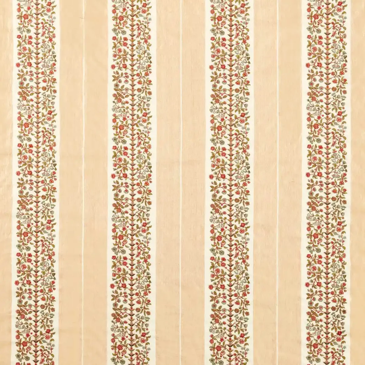 orange botanical embroideried fabric from Sanderson