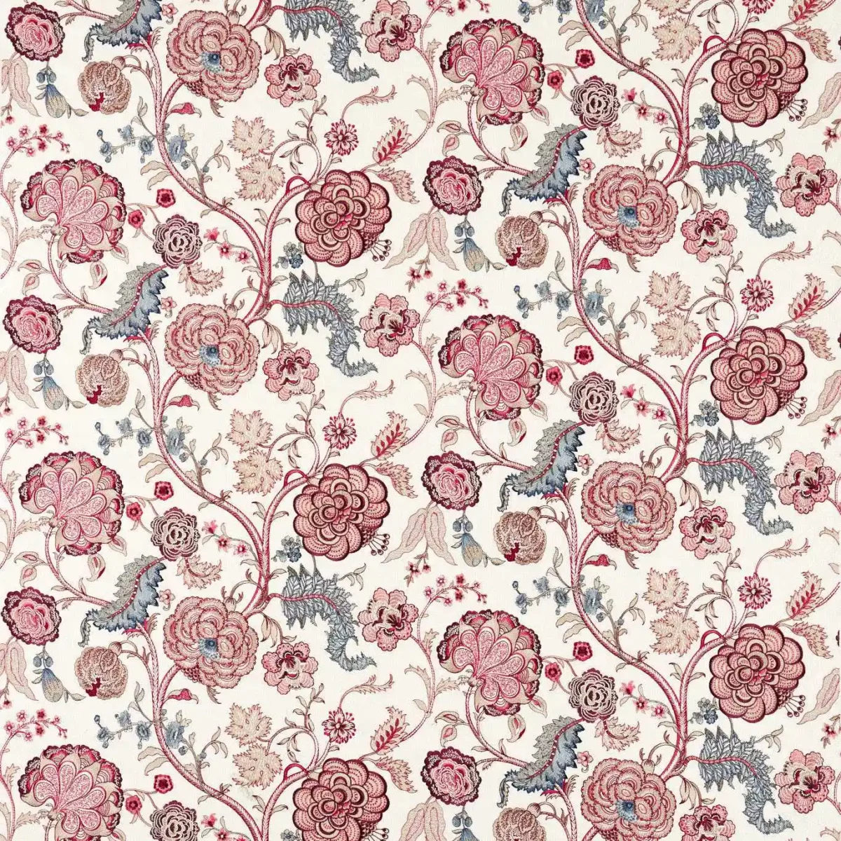 red botanical cotton fabric from Sanderson