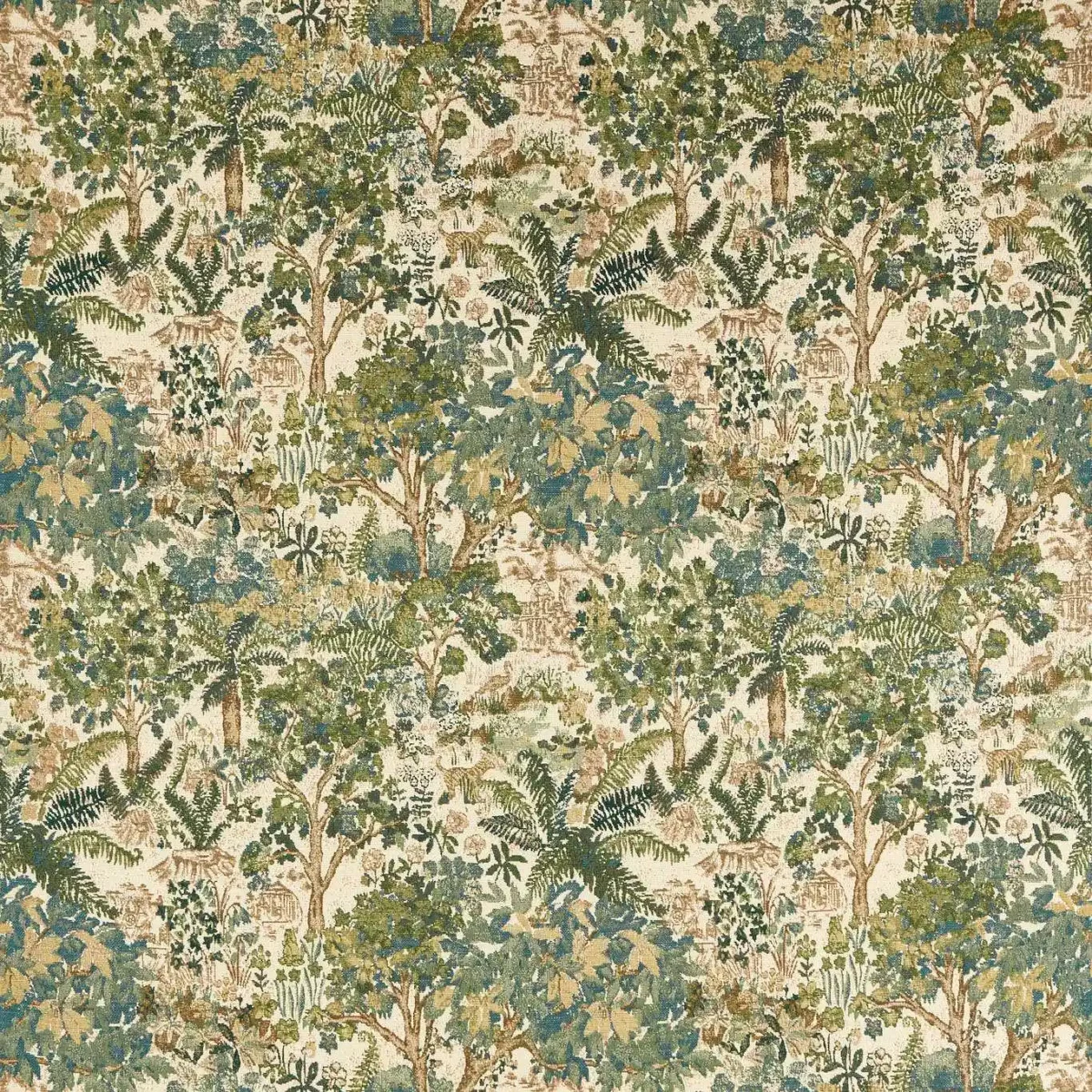 Stumpery Tapestry Fabric - Fern by green botanical cotton fabric from Sanderson