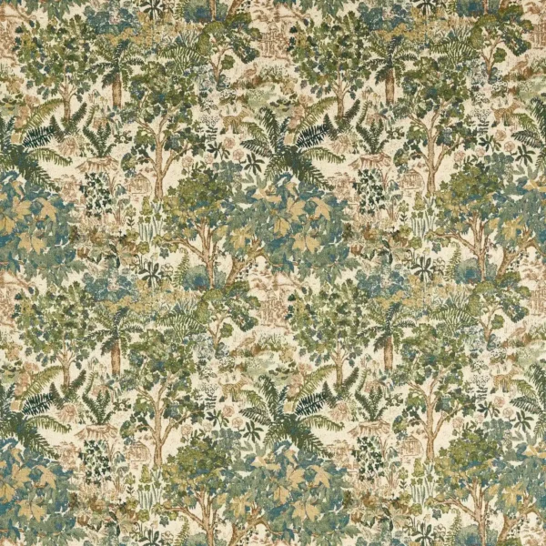 Stumpery Tapestry Fabric - Fern by green botanical cotton fabric from Sanderson