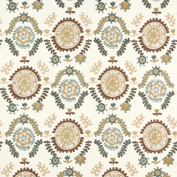 Annabel's Suzani Fabric - Mineral / Gritstone by brown traditional embroideried fabric from Sanderson