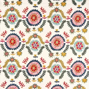 multicolour traditional embroideried fabric from Sanderson