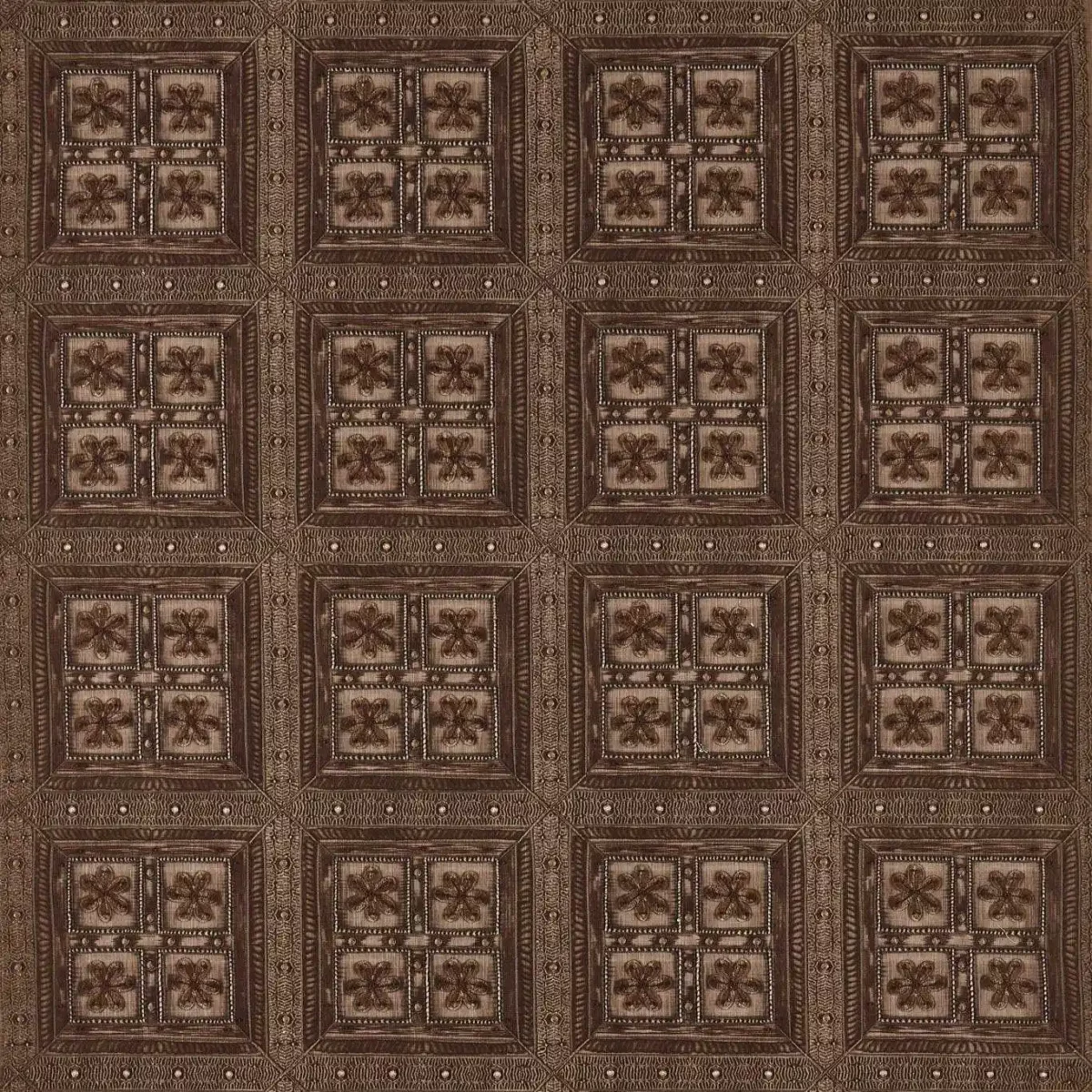 Shand Gate Fabric - Indian Oak by brown checked embroideried fabric from Sanderson