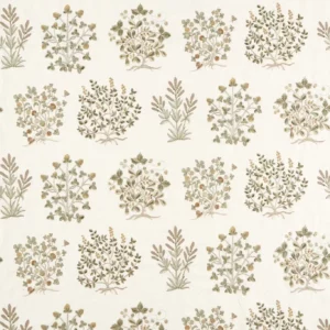 green botanical embroideried fabric from Sanderson