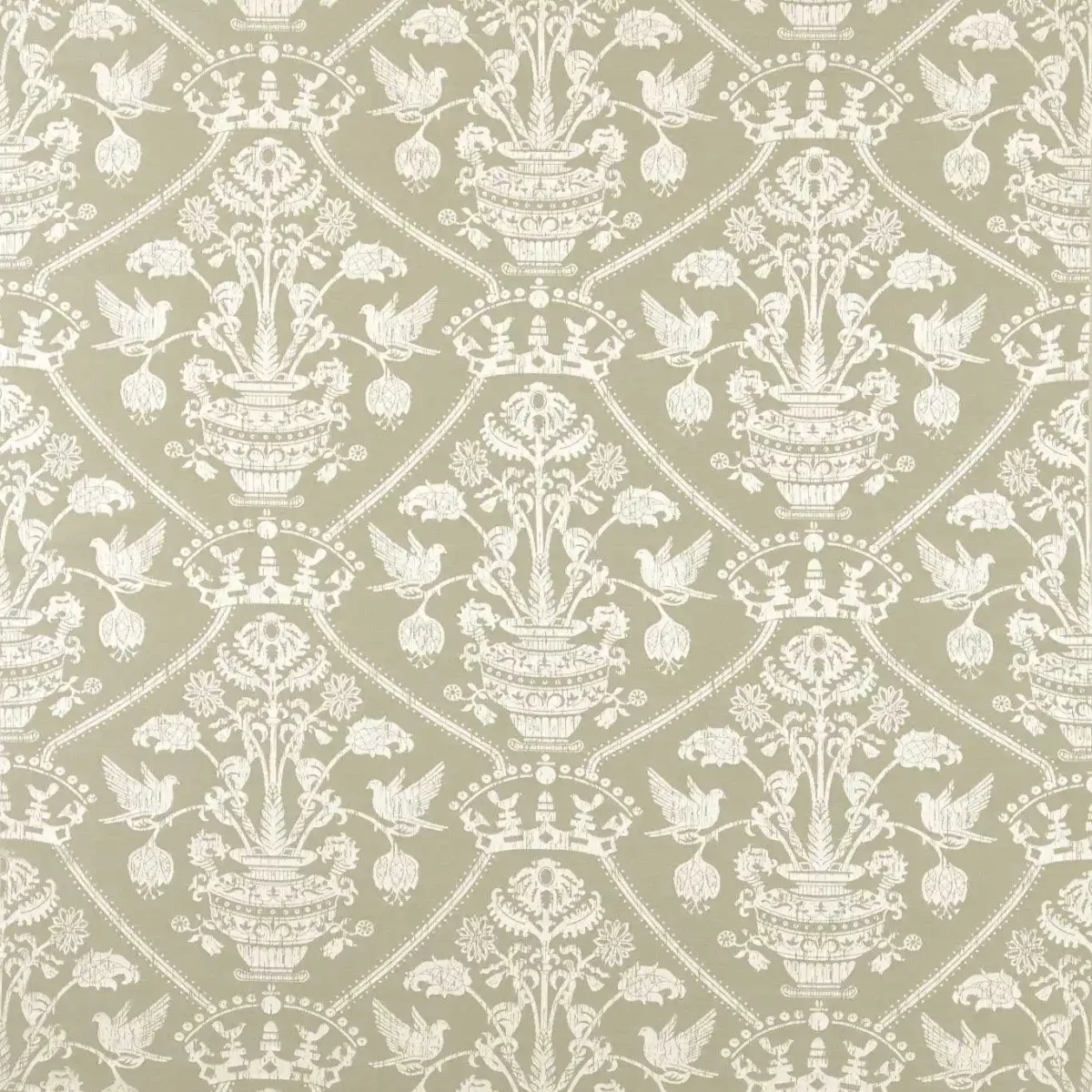green traditional cotton fabric from Sanderson
