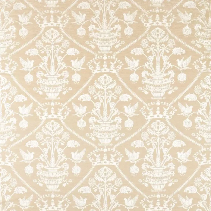 Highgrove Damask Fabric - Gritstone swatch