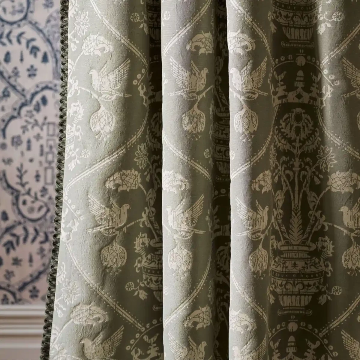 Highgrove Damask Fabric - Gritstone from