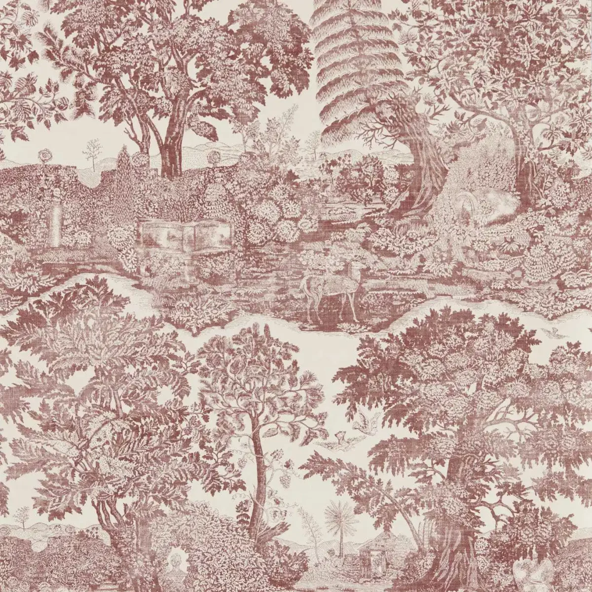 red botanical wallpaper from sanderson