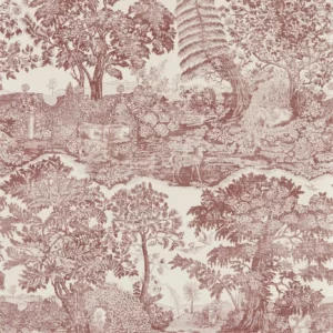 red botanical wallpaper from sanderson