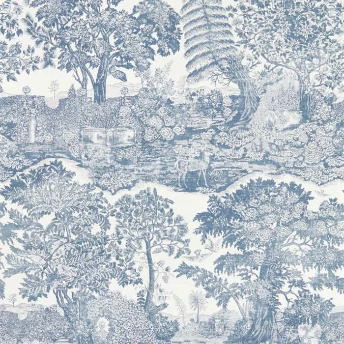 Highgrove Toile Wallpaper - Tetbury Blue fabric swatch DHIP217480
