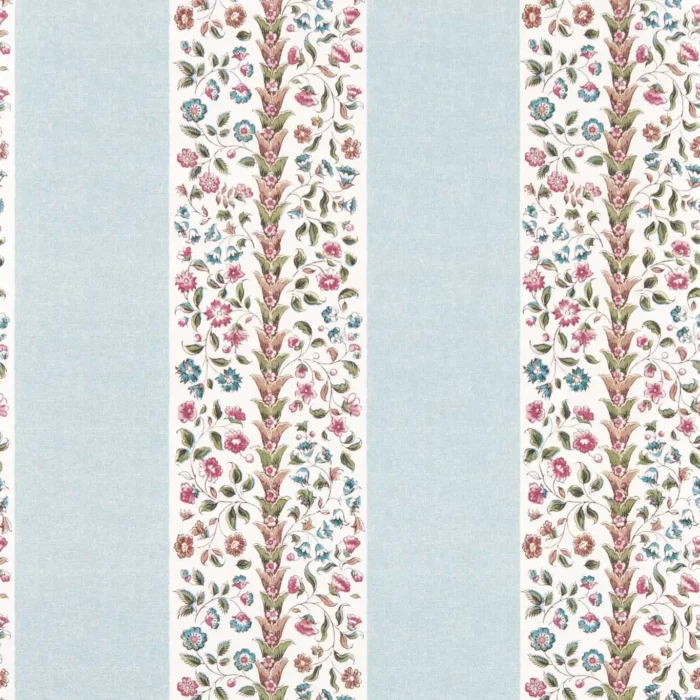 Pergola Stripe Wallpaper - Mineral Blue / Wisteria fabric swatch DHIP217486