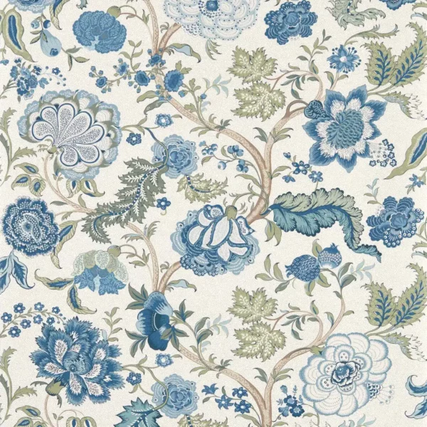 Salisbury Wallpaper - Tetbury Blue by blue botanical wallpaper from sanderson
