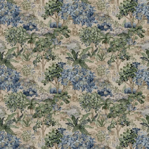 blue botanical wallpaper from sanderson