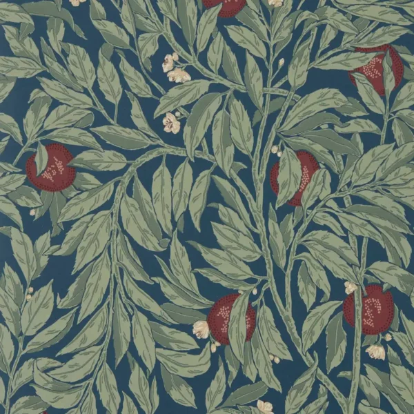 Ancient Apple Orchard Wallpaper - Midnight by blue botanical wallpaper from sanderson