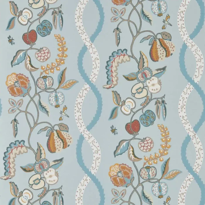Kitchen Garden Wallpaper - Mineral / Gooseberry fabric swatch DHIP217501