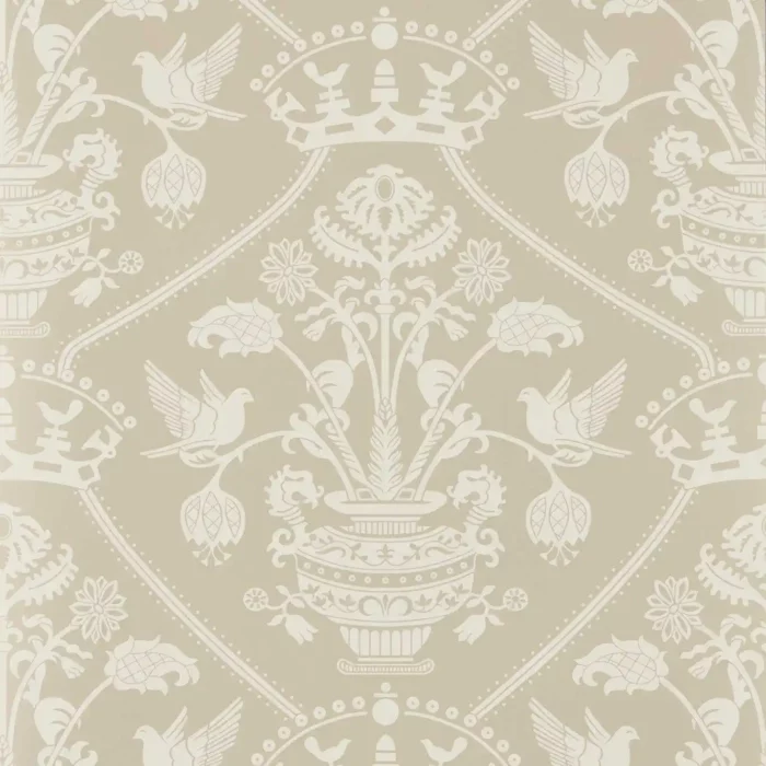 Highgrove Damask Wallpaper - Gritstone fabric swatch DHIP217503