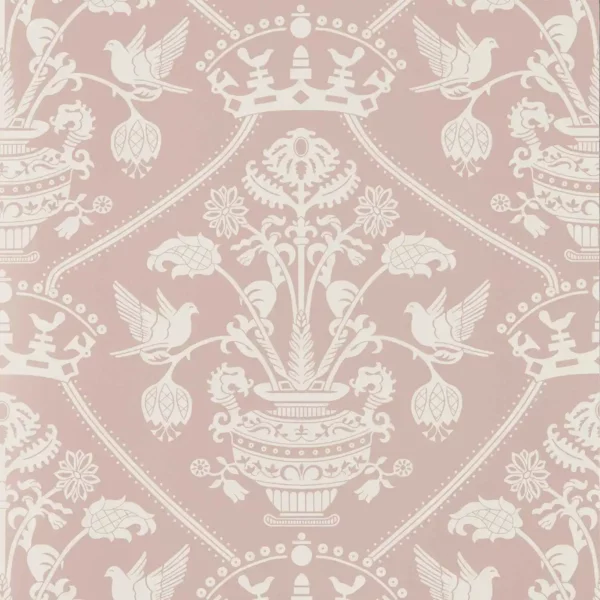 Highgrove Damask Wallpaper - Rose by pink traditional wallpaper from sanderson
