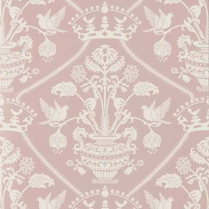 Highgrove Damask Wallpaper - Rose fabric swatch DHIP217504