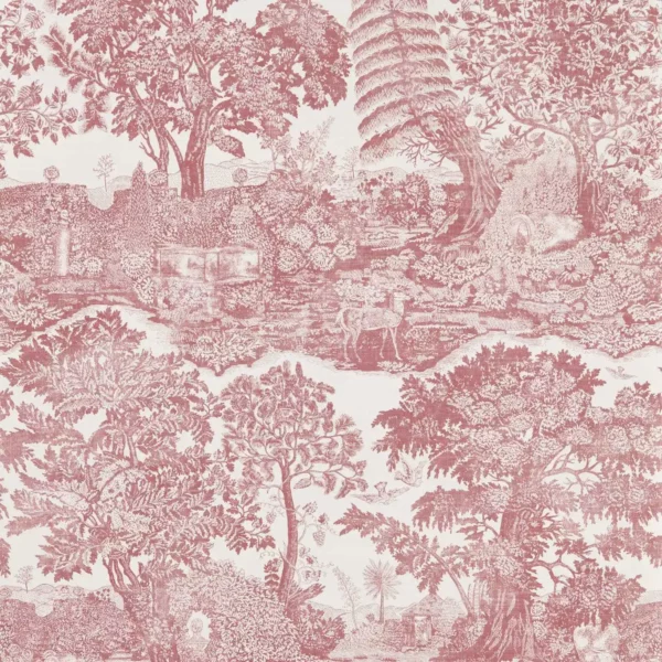 Highgrove Toile Wallpaper - Madder Rose by pink botanical wallpaper from sanderson