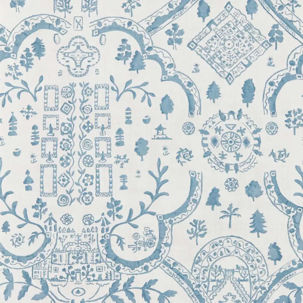 Topiary View Wallpaper - Wedgwood by blue traditional wallpaper from sanderson
