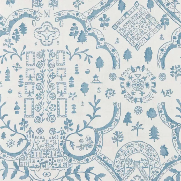 Topiary View Wallpaper - Wedgwood fabric swatch DHIP217510